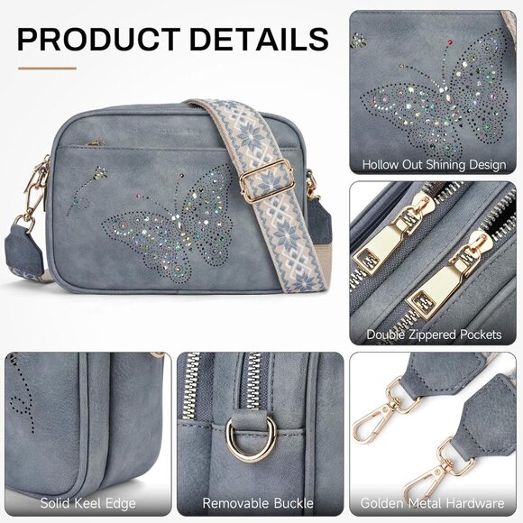 Vegan Leather Crossbody Bag Small Tote Womens Casual Purse with Pockets - Picture 4 of 6